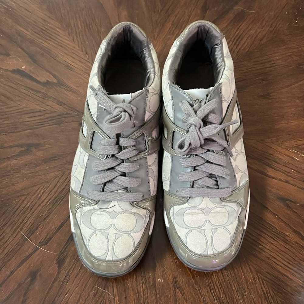 COACH Sneakers Signature C Canvas and Leather Size 9-1/2